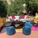 Teal Velvet Pouf Ottoman - Image 2