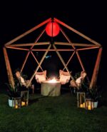 Penta Pod Structure displayed at night